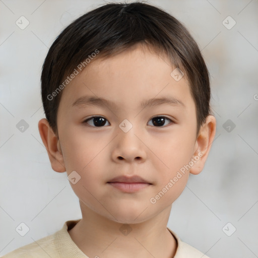 Neutral white child male with short  brown hair and brown eyes