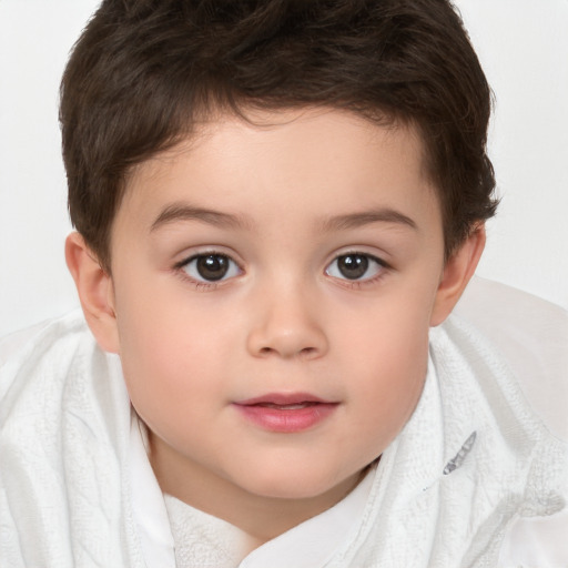 Neutral white child male with short  brown hair and brown eyes