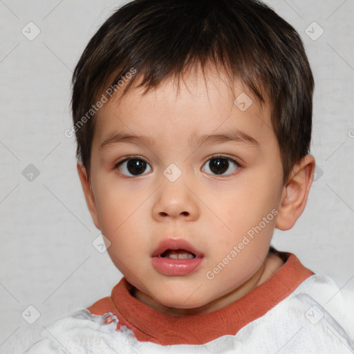 Neutral white child male with short  brown hair and brown eyes