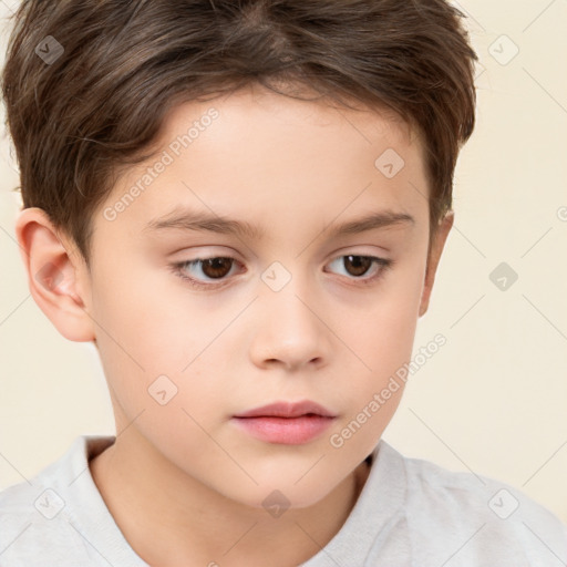 Neutral white child male with short  brown hair and brown eyes