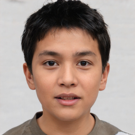 Neutral asian young-adult male with short  brown hair and brown eyes