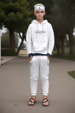 Spanish teenager boy with  white hair