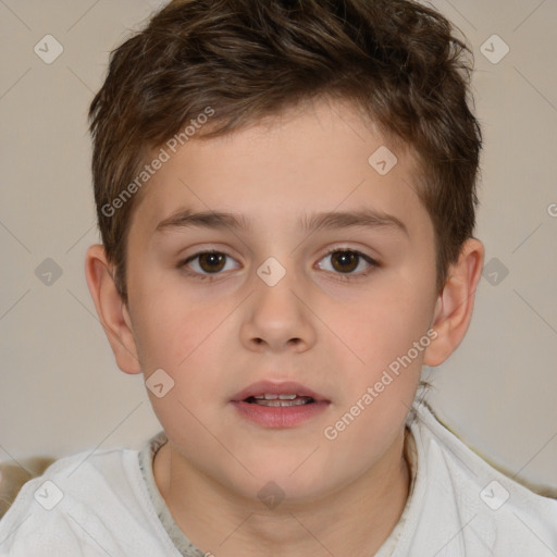 Neutral white child male with short  brown hair and brown eyes