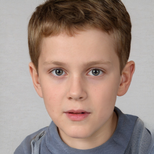 Neutral white child male with short  brown hair and brown eyes