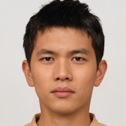 Neutral asian young-adult male with short  brown hair and brown eyes