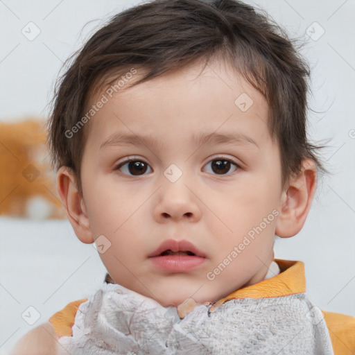 Neutral white child male with short  brown hair and brown eyes