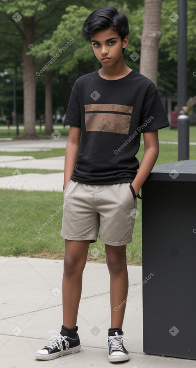 Teenager boy with  black hair