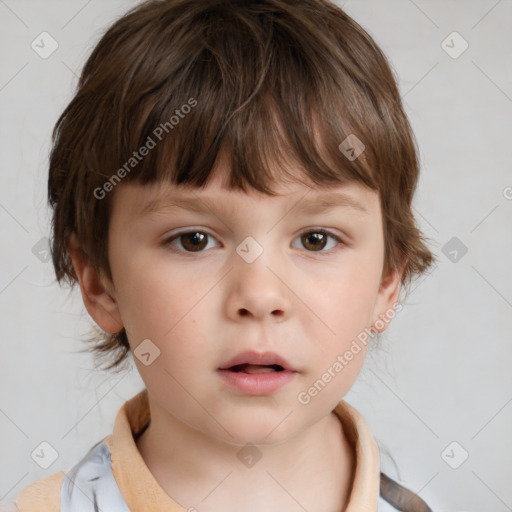 Neutral white child female with medium  brown hair and brown eyes