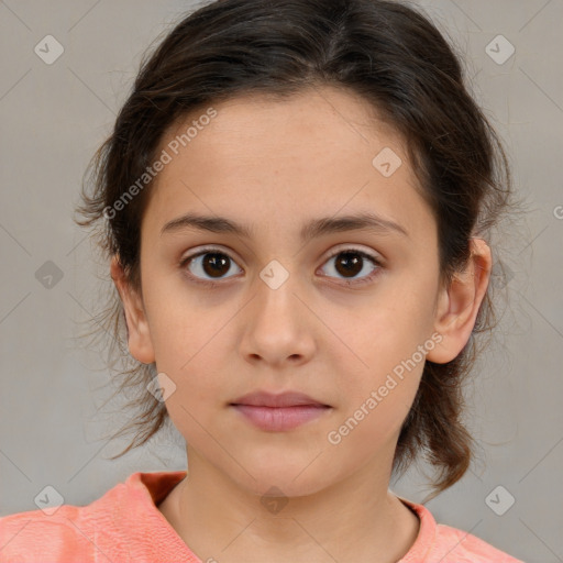 Neutral white child female with medium  brown hair and brown eyes