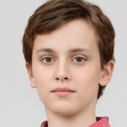 Neutral white child male with short  brown hair and grey eyes