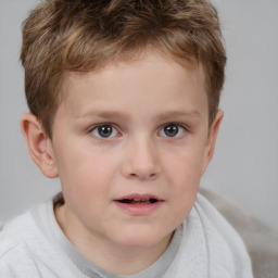 Neutral white child male with short  brown hair and brown eyes