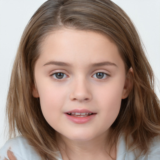 Neutral white child female with medium  brown hair and brown eyes