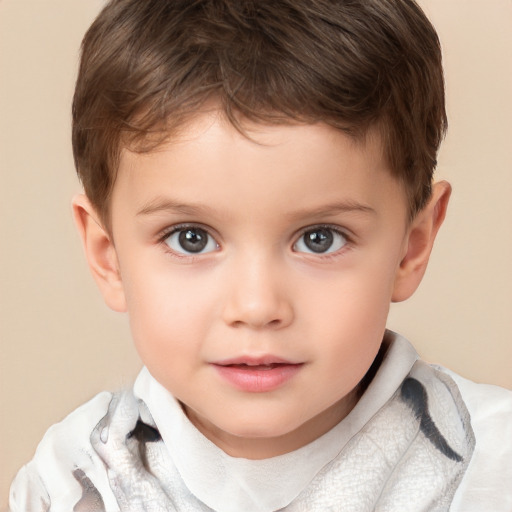 Neutral white child male with short  brown hair and brown eyes