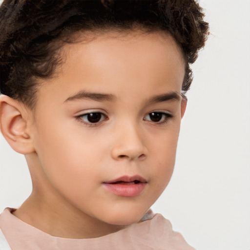 Neutral white child female with short  brown hair and brown eyes