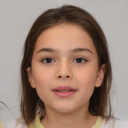 Neutral white child female with medium  brown hair and brown eyes