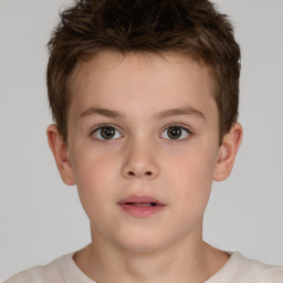 Neutral white child male with short  brown hair and brown eyes