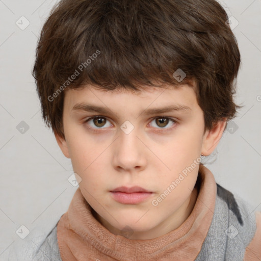 Neutral white child male with short  brown hair and brown eyes