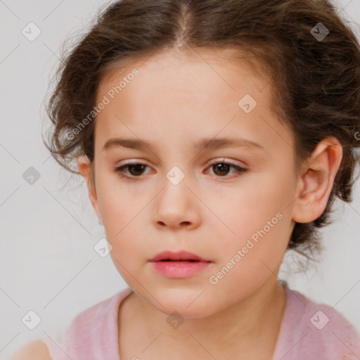 Neutral white child female with medium  brown hair and brown eyes