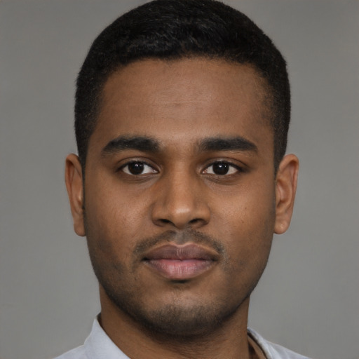 Neutral latino young-adult male with short  brown hair and brown eyes