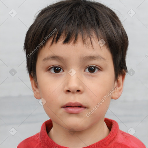 Neutral white child male with short  brown hair and brown eyes