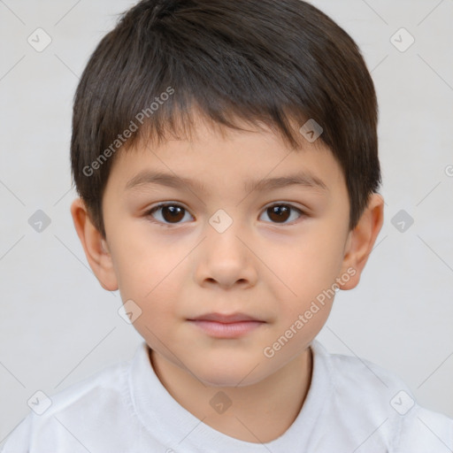 Neutral white child male with short  brown hair and brown eyes