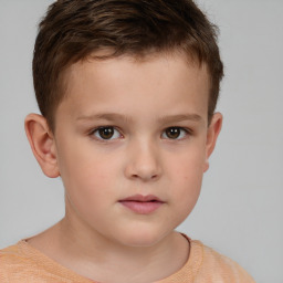 Neutral white child male with short  brown hair and brown eyes