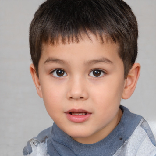 Neutral white child male with short  brown hair and brown eyes