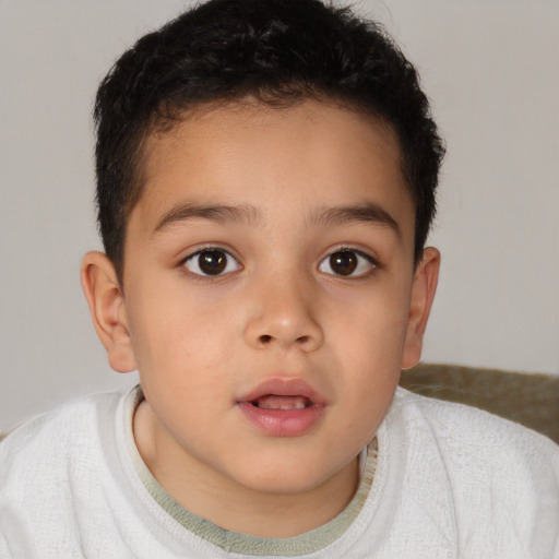 Neutral white child male with short  brown hair and brown eyes