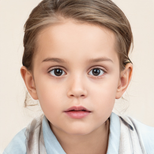 Neutral white child female with medium  brown hair and brown eyes