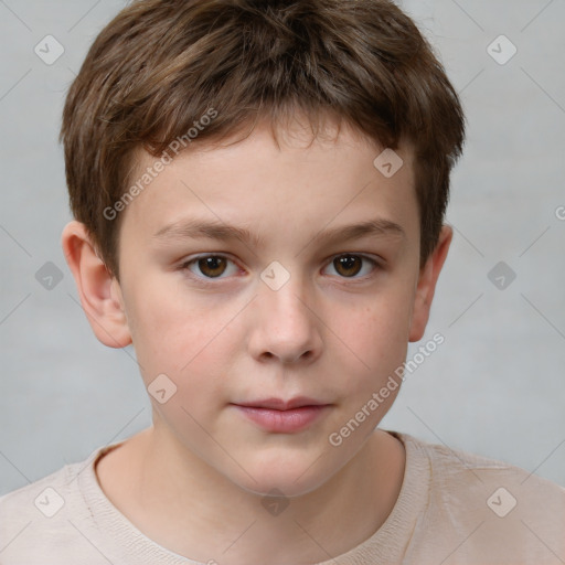 Neutral white child male with short  brown hair and brown eyes