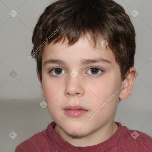 Neutral white child male with short  brown hair and brown eyes