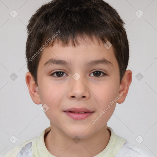 Neutral white child male with short  brown hair and brown eyes