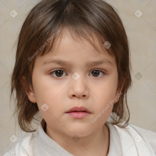 Neutral white child female with medium  brown hair and brown eyes