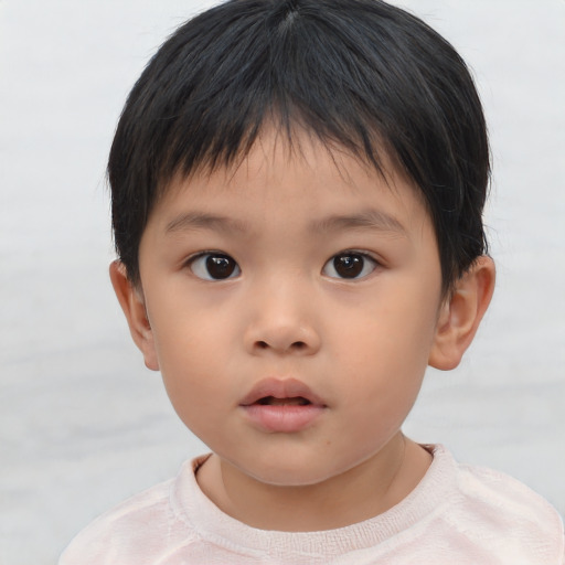 Neutral asian child female with short  brown hair and brown eyes