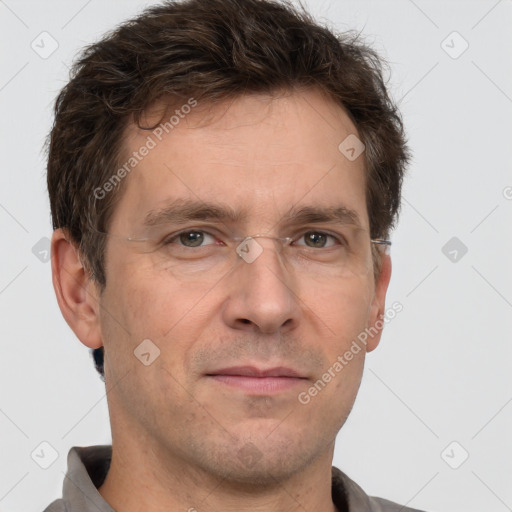 Neutral white adult male with short  brown hair and brown eyes