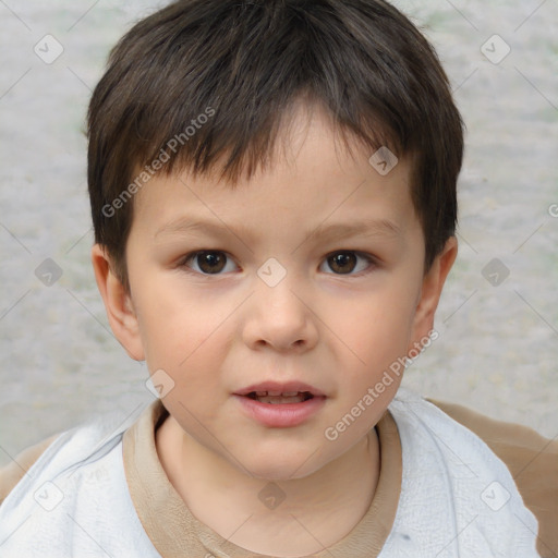 Neutral white child male with short  brown hair and brown eyes