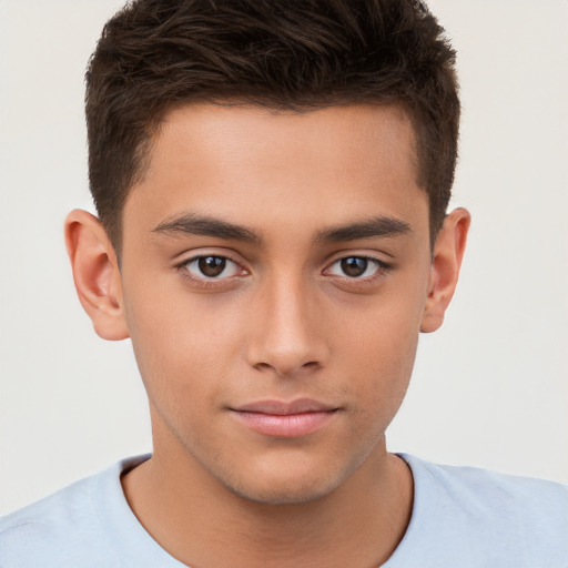 Neutral white child male with short  brown hair and brown eyes