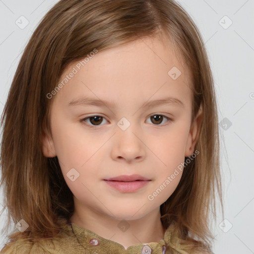 Neutral white child female with medium  brown hair and brown eyes