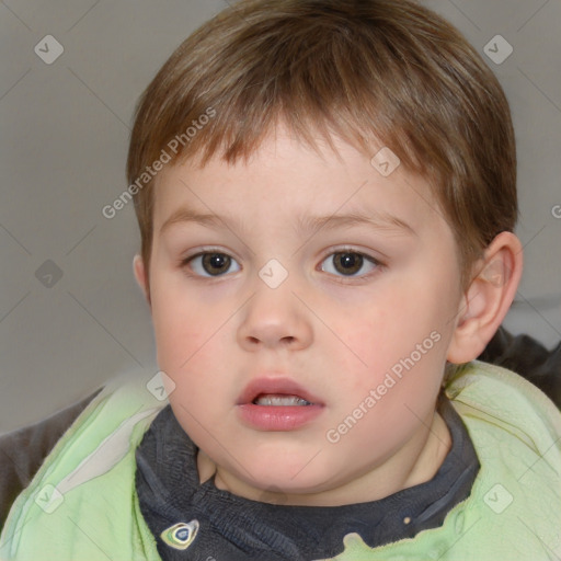 Neutral white child male with short  brown hair and brown eyes