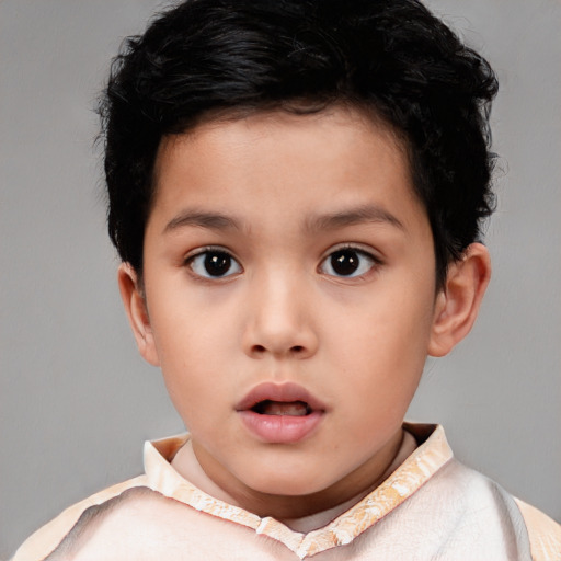 Neutral asian child female with short  brown hair and brown eyes