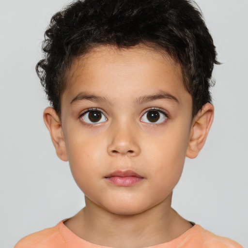 Neutral white child male with short  brown hair and brown eyes