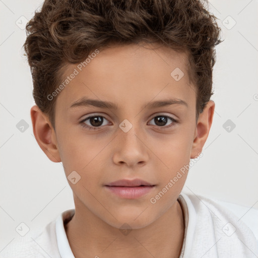 Neutral white child male with short  brown hair and brown eyes