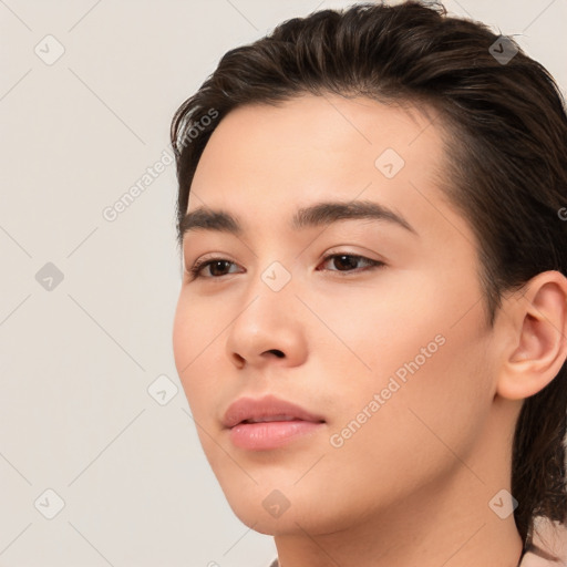 Neutral white young-adult male with medium  brown hair and brown eyes