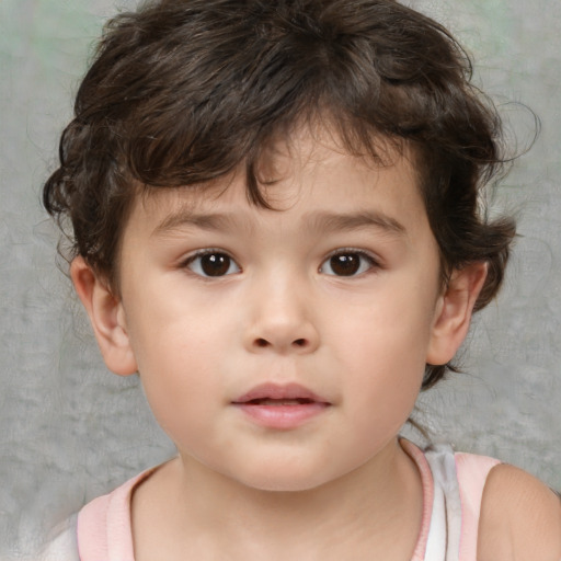 Neutral white child male with medium  brown hair and brown eyes