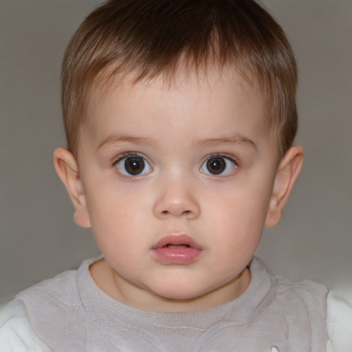 Neutral white child male with short  brown hair and brown eyes