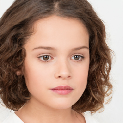 Neutral white child female with medium  brown hair and brown eyes