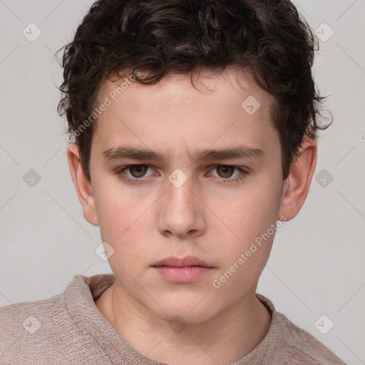 Neutral white child male with short  brown hair and brown eyes