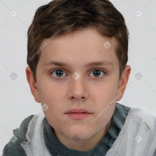 Neutral white child male with short  brown hair and brown eyes