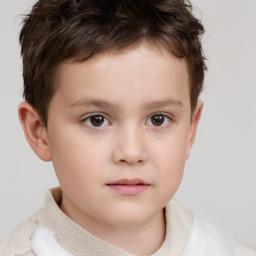 Neutral white child male with short  brown hair and brown eyes