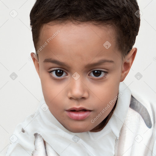 Neutral white child female with short  brown hair and brown eyes